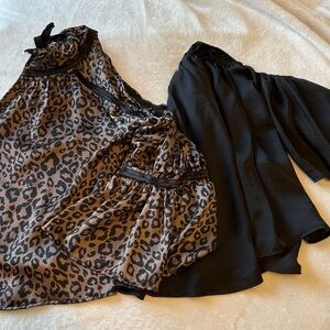 Bundle (2) S/M Cold Shoulder Satin Blouse Tops Event Party